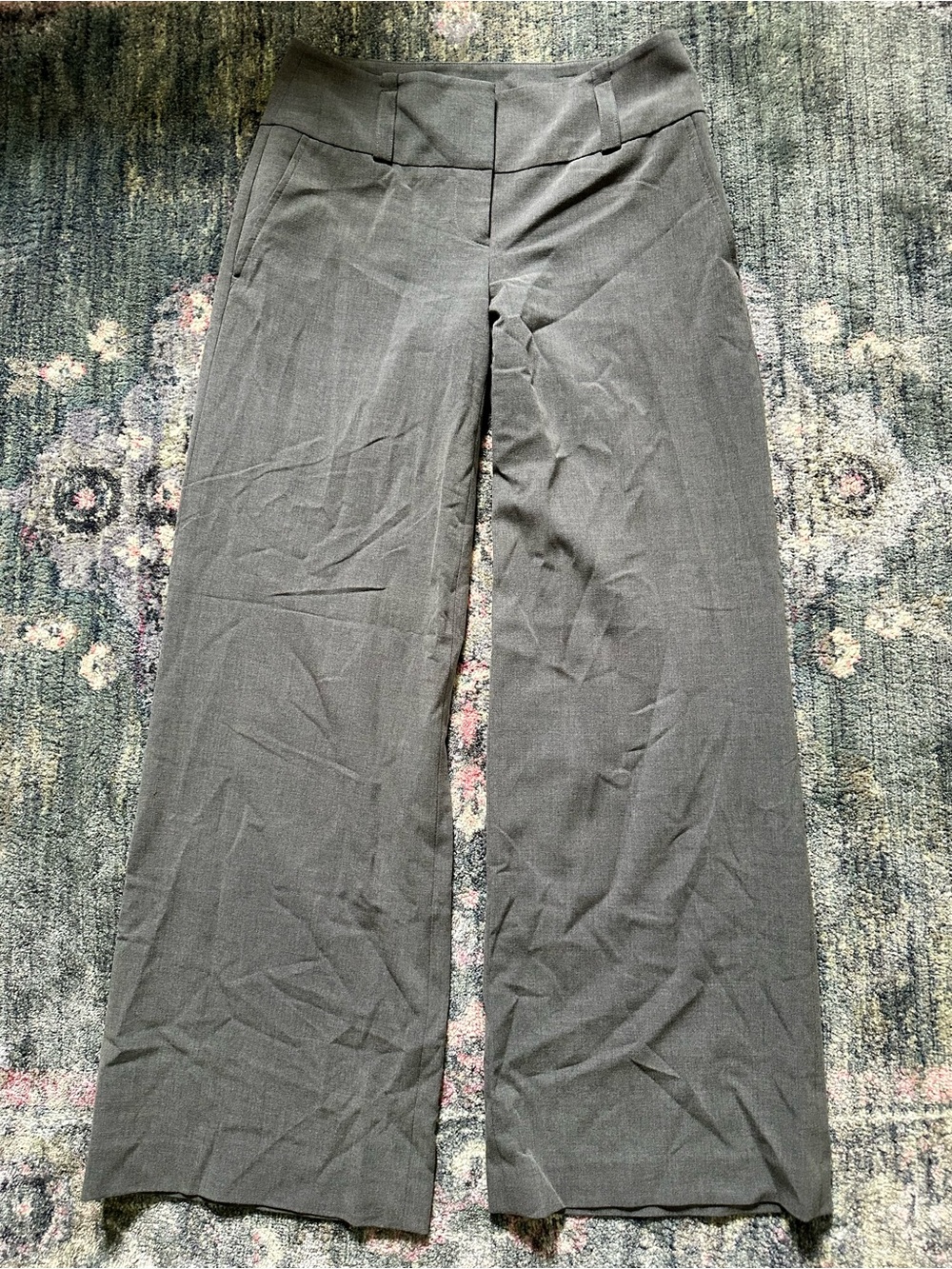 LOFT Gray Wide-Leg Dress Pants Business Office Quiet Luxury Women’s 2 Ann Taylor